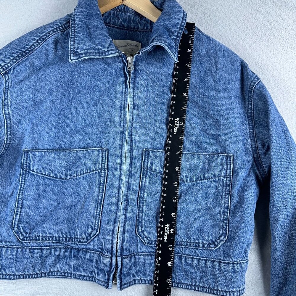 Universal Thread Cropped Denim Jacket Full Zip Up… - image 7
